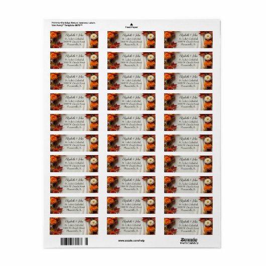 Herfst Bruidsboeketkrans Etiket (Full Sheet)