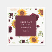 Herfst Bruidsdouche Zonnebloemen & bordeauxrozen Servet (Voorkant)