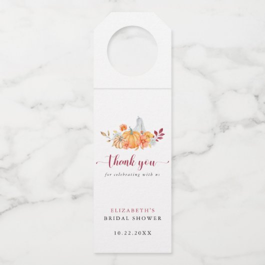 Herfst Bruidsfeest Dank Je Pumpkin Script Flessenhanger (Voorkant)