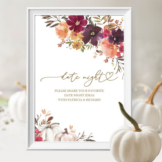 Herfst Bruidsfeest Datum Nacht Jar Bord Pompoen Th Poster