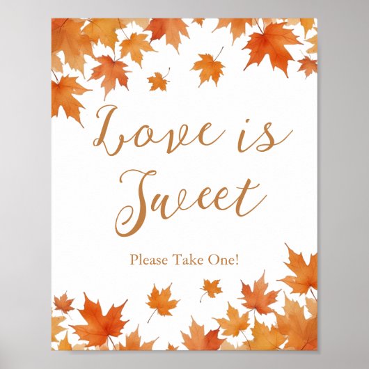 Herfst Bruidsfeest Favor Love is Zoet Poster (Voorkant)