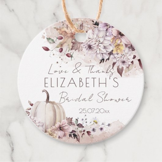 Herfst bruidsfeest loof pompoen dank je favoriet bedankjes labels (Voorkant)