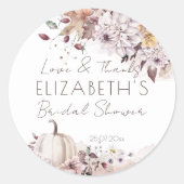 Herfst bruidsfeest loof pompoen dank je favoriet ronde sticker (Voorkant)