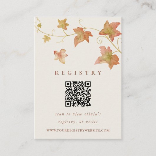 Herfst Bruidsfeest QR-code Informatiekaartje (Voorkant)