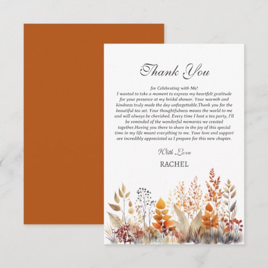Herfst Bruidsfeest Thema Bedankkaart (Voorkant / Achterkant)