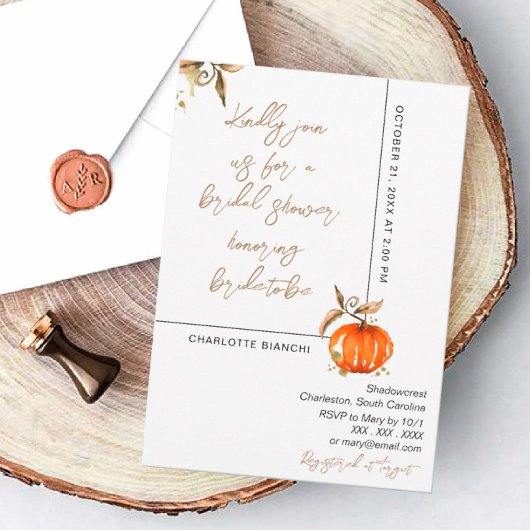 Herfst bruidsfeest Waterverf Pompoen Kaart