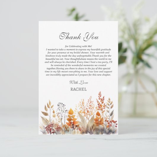 Herfst Bruidsfeestje Thema Bedankkaart (Staand voorkant)