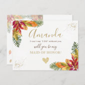 Herfst bruidsmeisje of getuige huwelijksaanzoek uitnodiging briefkaart (Voorkant / Achterkant)