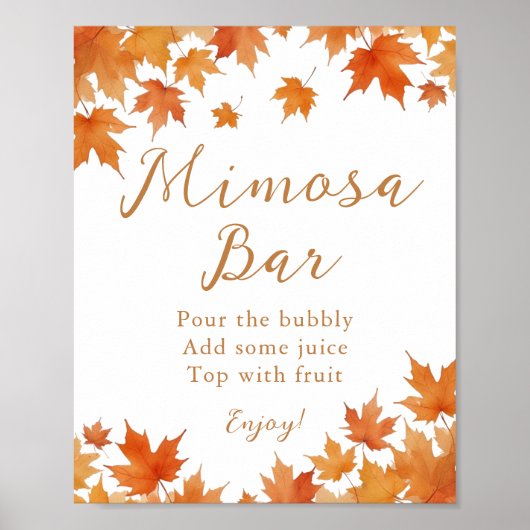 Herfst Bruidsmeisje Shower Mimosa Bar Poster (Voorkant)