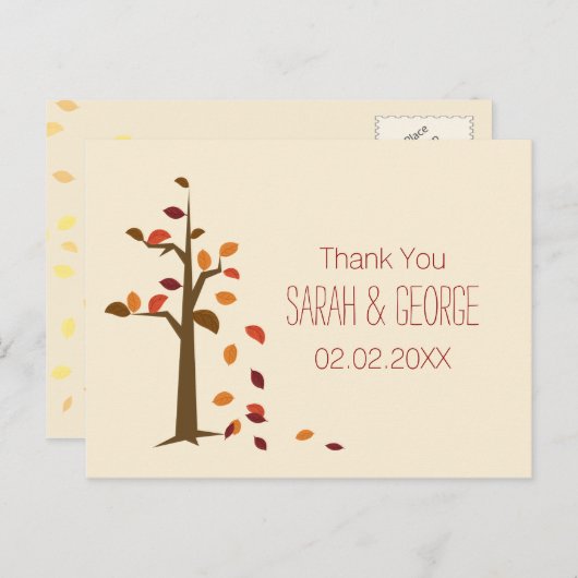 herfst bruiloft bedankt briefkaart (Voorkant / Achterkant)