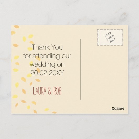 herfst bruiloft bedankt briefkaart (Achterkant)