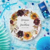 Herfst Bruiloft Bedankt met een Landelijke Bloemst Papieren Bordje (Feest)