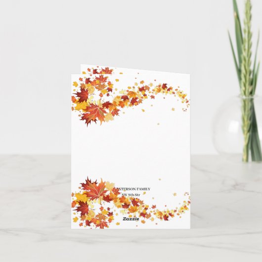 Herfst bruiloft bladeren met Monogram Kaart (Achterkant)