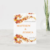 Herfst bruiloft bladeren met Monogram Kaart (Voorkant)