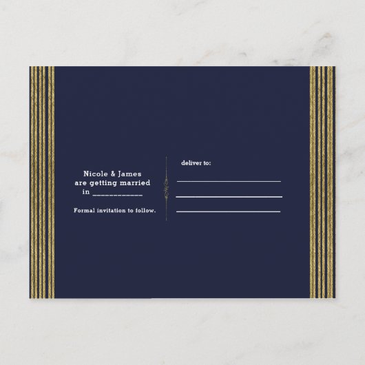 Herfst Bruiloft Blauw Goud Bloemen Marsala Opslaan Aankondigingskaart (Achterkant)