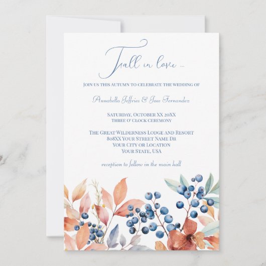 Herfst bruiloft Bloemen Waterverf Kaart (Voorkant)