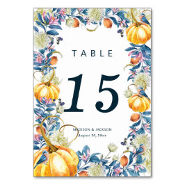 Herfst bruiloft bloemenpompoen kaart