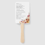 Herfst bruiloft bloemenprogramma fan handwaaier (Achterkant)