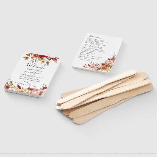 Herfst bruiloft bloemenprogramma fan handwaaier (Niet-gemonteerd)