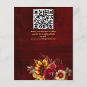 Herfst bruiloft bordeaux rozen zonnebloemen uitnod (Achterkant)