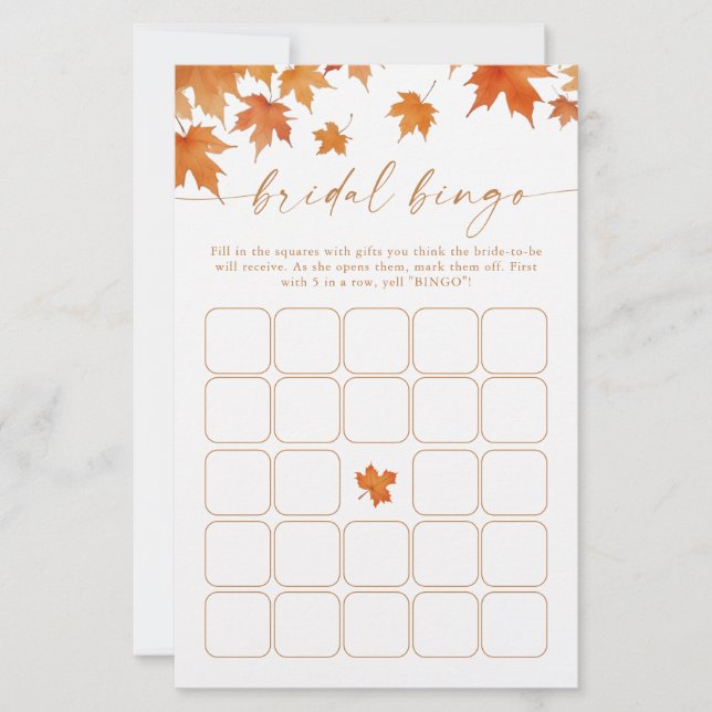 Herfst Bruiloft Borrel Bingo Spel (Voorkant)