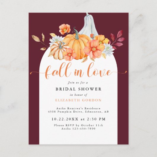 Herfst Bruiloft Borrel Eikenboom Herfst Liefde Briefkaart (Voorkant)