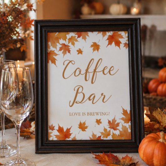 Herfst Bruiloft Borrel Koffiebar Poster