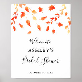Herfst Bruiloft Borrel met Blad Waterverf Poster