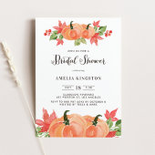 Herfst Bruiloft Bridal Shower met Waterverf Pompoe Kaart