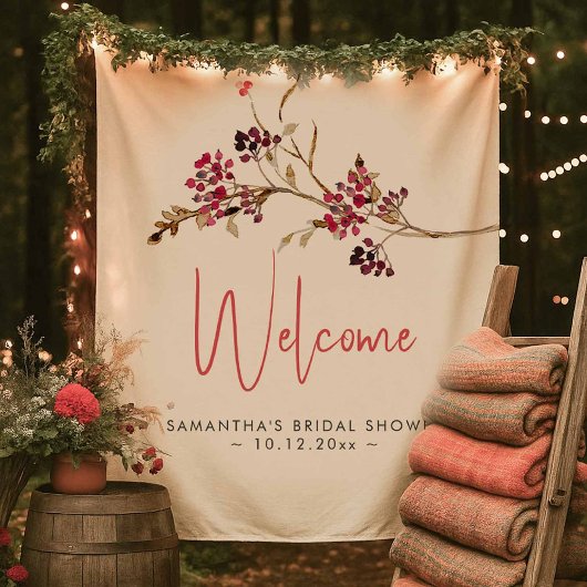 Herfst Bruiloft Bridal Shower Welkomstbord – Rusti Wandkleed