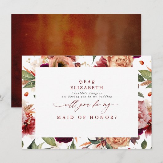 Herfst bruiloft bruidsmeisje Maid of Honor Voorste Kaart (Voorkant / Achterkant)
