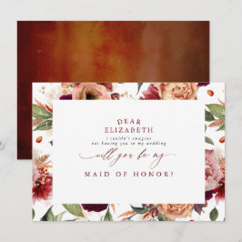 Herfst bruiloft bruidsmeisje Maid of Honor Voorste Kaart