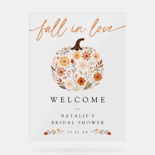 Herfst Bruiloft Bruidsshower Welkom Bord (Voorkant)