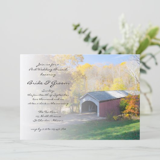Herfst Bruiloft Brunch bij de Overdekte Brug Kaart (Staand voorkant)