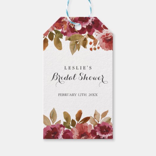 Herfst Bruiloft Brunch & Mousserende Wijn Bruidsfe Cadeaulabel (Voorkant)