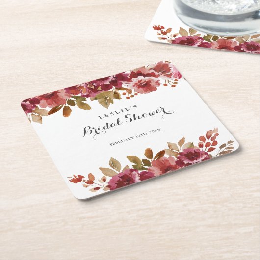 Herfst Bruiloft Brunch & Mousserende Wijn Bruidsfe Kartonnen Onderzetters (Schuin)