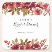 Herfst Bruiloft Brunch & Mousserende Wijn Bruidsfe Kartonnen Onderzetters (Voorkant)