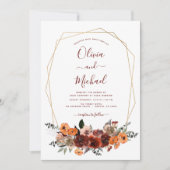 Herfst Bruiloft Burgundy Eucalyptus Bloemstuk Kaart (Voorkant)