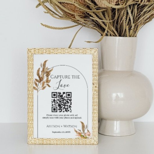 Herfst bruiloft Capture liefde QR code bruiloft fo Poster