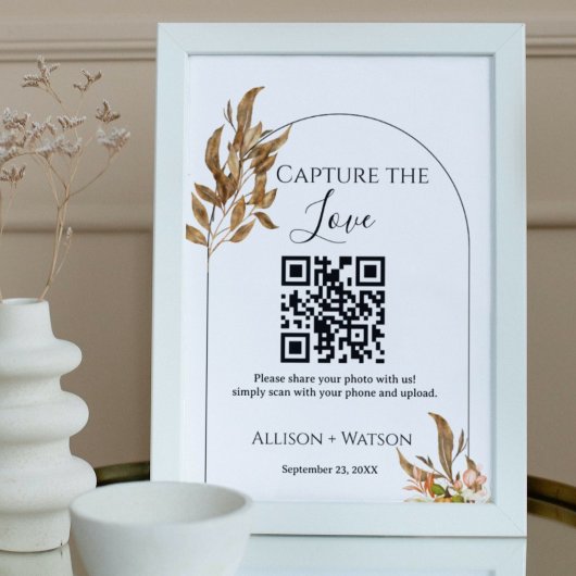 Herfst bruiloft Capture liefde QR code bruiloft fo Poster