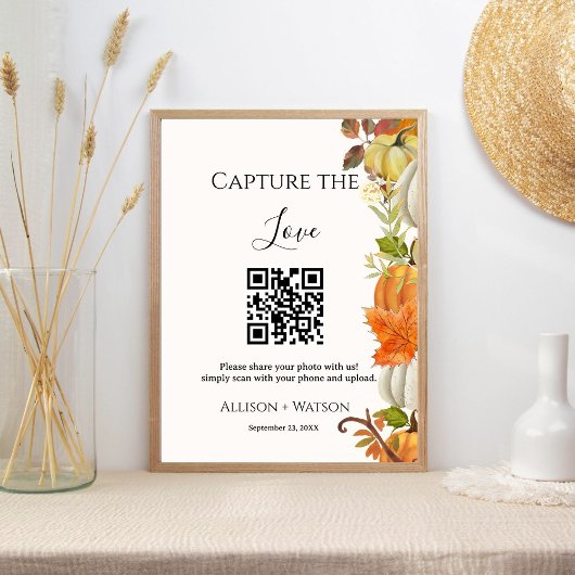 Herfst bruiloft Capture liefde QR code bruiloft fo Poster