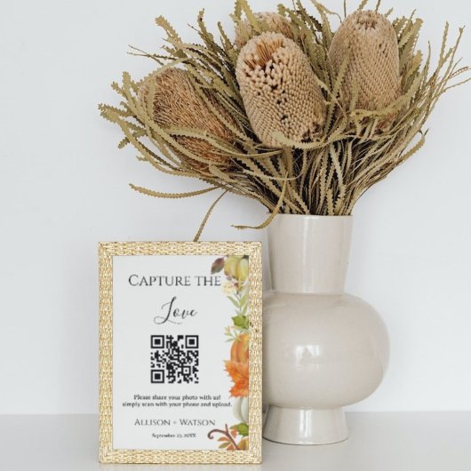 Herfst bruiloft Capture liefde QR code bruiloft fo Poster