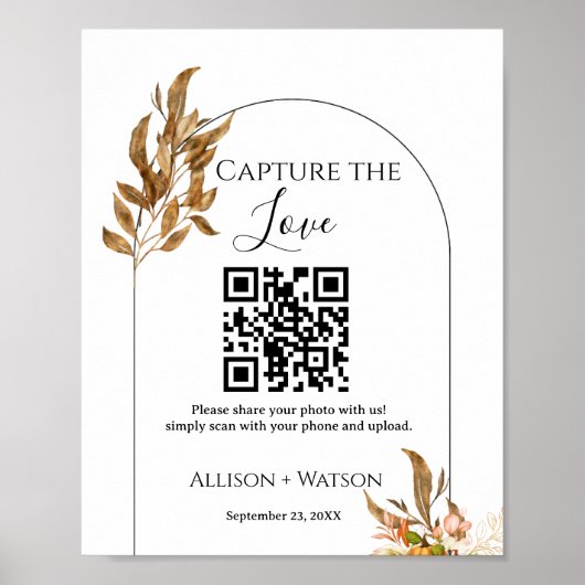 Herfst bruiloft Capture liefde QR code bruiloft fo Poster (Voorkant)