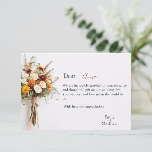Herfst bruiloft dank u kaart (Staand voorkant)