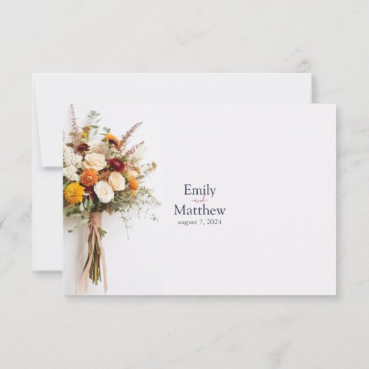 Herfst bruiloft dank u kaart (Achterkant)