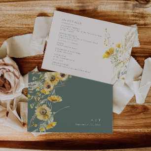 Herfst Bruiloft Details Card Zonnebloem Bijlage Ca