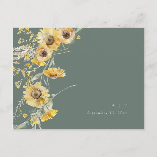 Herfst bruiloft Details Kaart Zonnebloem Behuizing (Achterkant)