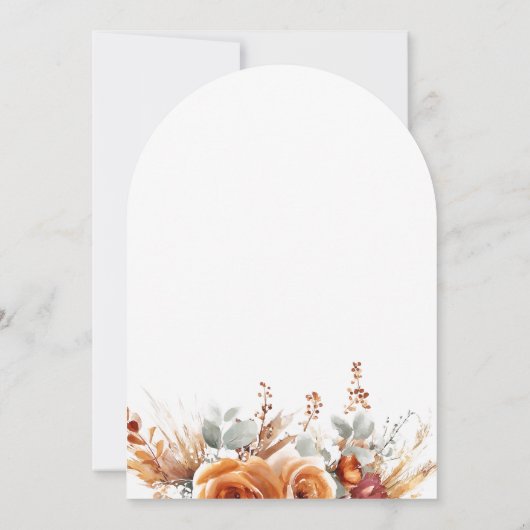 Herfst Bruiloft Elegante Boho Bloemig Kaart (Achterkant)