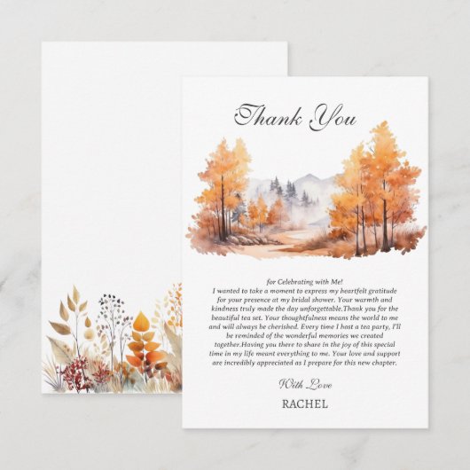 Herfst Bruiloft Feest Bos Scene Bedankkaart (Voorkant / Achterkant)