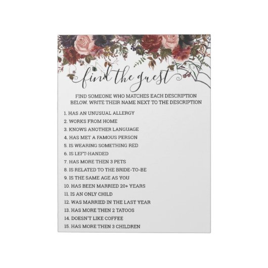 Herfst Bruiloft Feest Halloween Spel Bloemig Notitieblok (Linkerzijde)